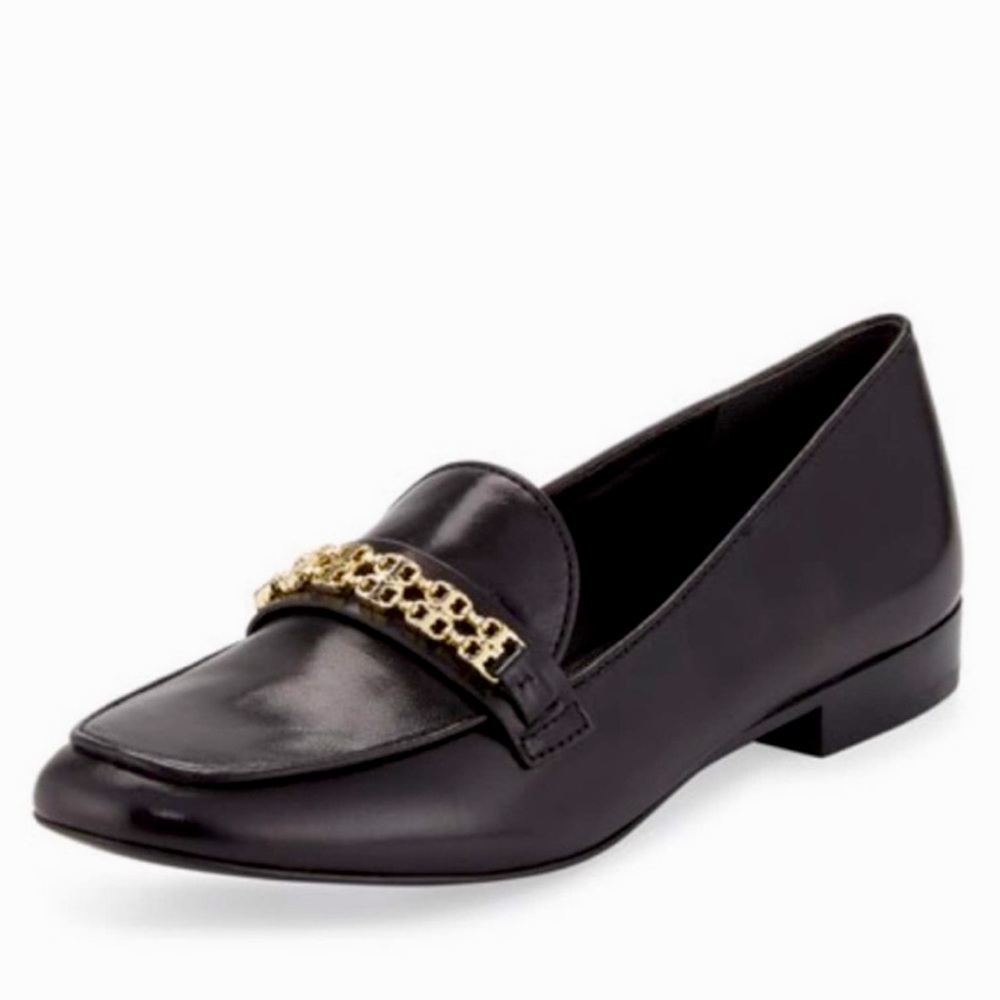 Tory Burch Gemini Link Black Leather Loafers - sz 8.5